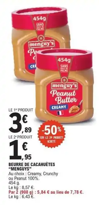 E.Leclerc Beurre de Cacahuètes 'Menguy's' offre