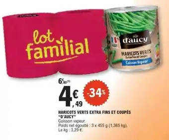 E.Leclerc HARICOTS VERTS EXTRA FINS ET COUPÉS “D’AUCY” offre