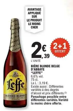 E.Leclerc BIÈRE BLONDE BELGE D'ABBAYE 'LEFFE' offre