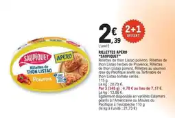 E.Leclerc RILLETTES APÉRO 'SAUPIQUET' offre