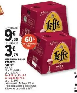 E.Leclerc BIÈRE RUBY ROUGE D'ABBAYE 'LEFFE' offre