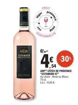 E.Leclerc AOP CÔTES DE PROVENCE “ESTANDON 47” offre