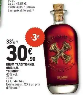 E.Leclerc Rhum Traditionnel Original 'Bumbu' offre