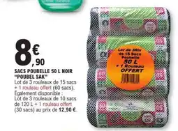 E.Leclerc SACS POUBELLE 50 L NOIR “POUBEL SAK” offre