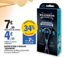 E.Leclerc RASOIR HYDRO 5 REGULAR WILKINSON offre
