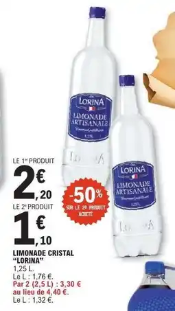 E.Leclerc LIMONADE CRISTAL 'LORINA' offre