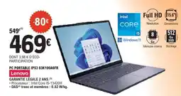 E.Leclerc PC PORTABLE IP3 83K100A6FR offre