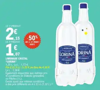 E.Leclerc LIMONADE CRISTAL 'LORINA' offre