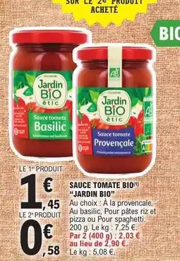 E.Leclerc Sauce Tomate Bio 'Jardin Bio' offre
