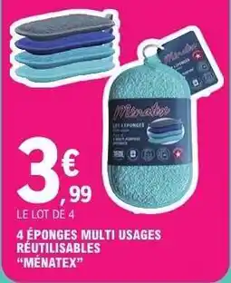E.Leclerc 4 éponges multi usages réutilisables Ménatex offre
