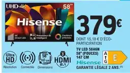 E.Leclerc Hisense TV LED 58A6N offre
