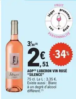 E.Leclerc AOP LUBERON VIN ROSÉ 'SILENCE' offre