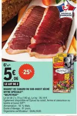 E.Leclerc MAGRET DE CANARD DU SUD-OUEST SÉCHÉ offre