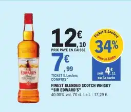 E.Leclerc FINEST BLENDED SCOTCH WHISKY “SIR EDWARD’S” offre