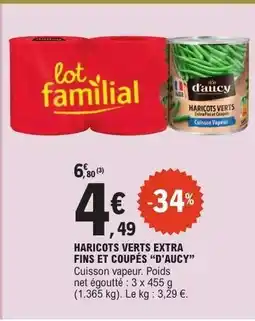 E.Leclerc HARICOTS VERTS EXTRA FINS ET COUPÉS “D’AUCY” offre