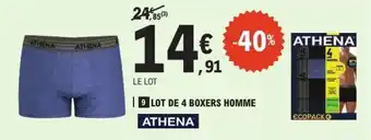 E.Leclerc ATHENA LOT DE 4 BOXERS HOMME offre