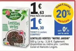 E.Leclerc Lentilles vertes “Notre Jardin” offre