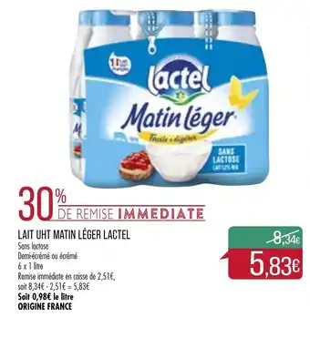 Match Lait uht matin léger lactel offre