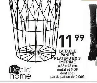 Stokomani La Table Panier Plateau Bois Imprimé offre