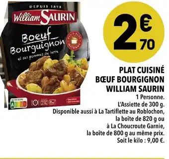 Supeco Plat cuisiné bœuf bourgignon william saurin offre