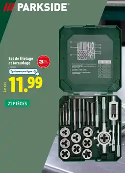 Lidl Parkside Set de filetage et taraudage offre