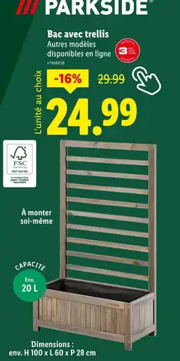 Lidl Parkside Bac avec trellis offre