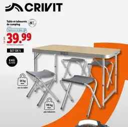 Lidl Crivit Table et tabourets de camping offre