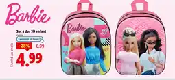 Lidl Barbie Sac à dos 3D enfant offre