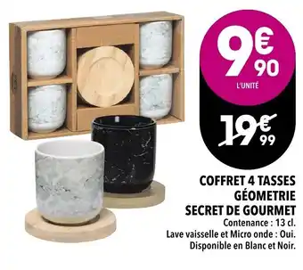 Supeco Coffret 4 tasses géometrie secret de gourmet offre