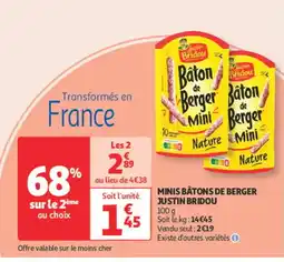 Auchan Supermarché JUSTIN BRIDOU Minis bâtons de berger offre
