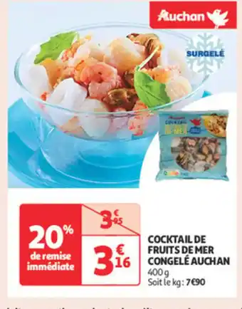 Auchan Supermarché AUCHAN Cocktail de fruits de mer congelé offre