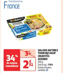 Auchan Supermarché SODEBO Salade antibes thon riz oeuf crudités offre