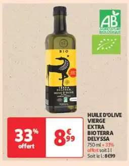 Auchan Supermarché DELYSSA Huile d'olive vierge extra bio terra offre