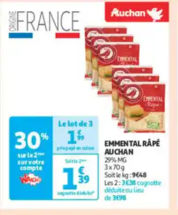 Auchan Supermarché AUCHAN Emmental râpé offre