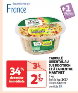 Auchan Supermarché Taboulé oriental au jus de citron et à la menthe martinet offre