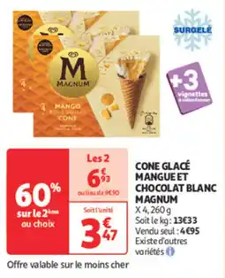 Auchan Supermarché MAGNUM Cone glacé mangue et chocolat blanc offre