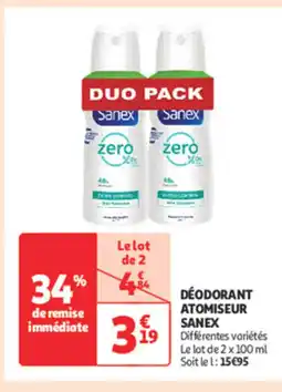 Auchan Supermarché SANEX Déodorant atomiseur offre