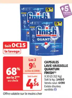 Auchan Supermarché FINISH Capsules lave vaisselle quantum offre