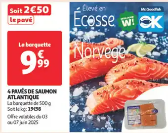 Auchan Supermarché 4 pavés de saumon atlantique offre