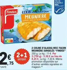 E.Leclerc Express FINDUS 2 colins d'alaska msc façon meunière surgelés offre