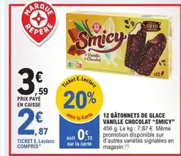 E.Leclerc Express SMICY 12 bâtonnets de glace vanille chocolat offre