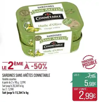 Match Sardines sans arêtes connetable offre