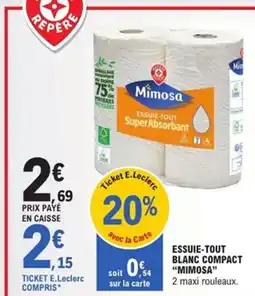 E.Leclerc Express MIMOSA Essuie tout blanc compact offre