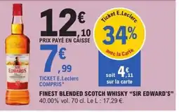 E.Leclerc Express SIR EDWARD'S Finest blended scotch whisky offre