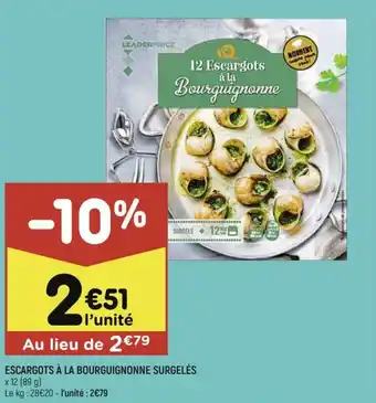 Escargots à la bourguignon surgelés