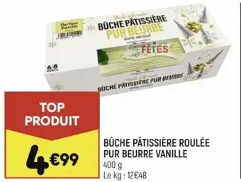 Leader Price Bûche pâtissière roulée pur beurre vanille offre
