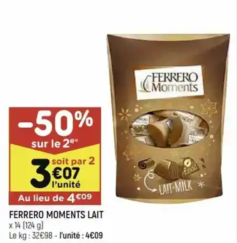 Leader Price Ferrero moments lait offre