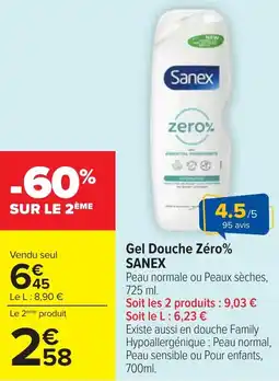 Cora x Carrefour Gel douche zéro% sanex offre