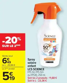 Cora x Carrefour Spray solaire enfant lcs science offre