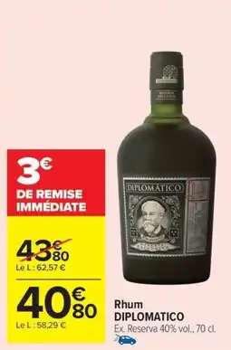 Carrefour Market DIPLOMATICO Rhum offre